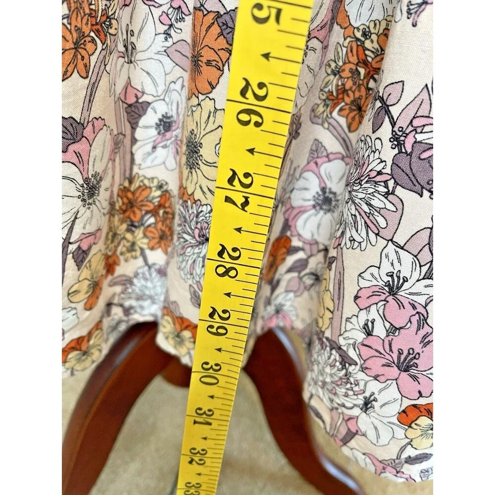 Umgee NEW! tiered floral drawstring elastic waist midi skirt lightweight size M